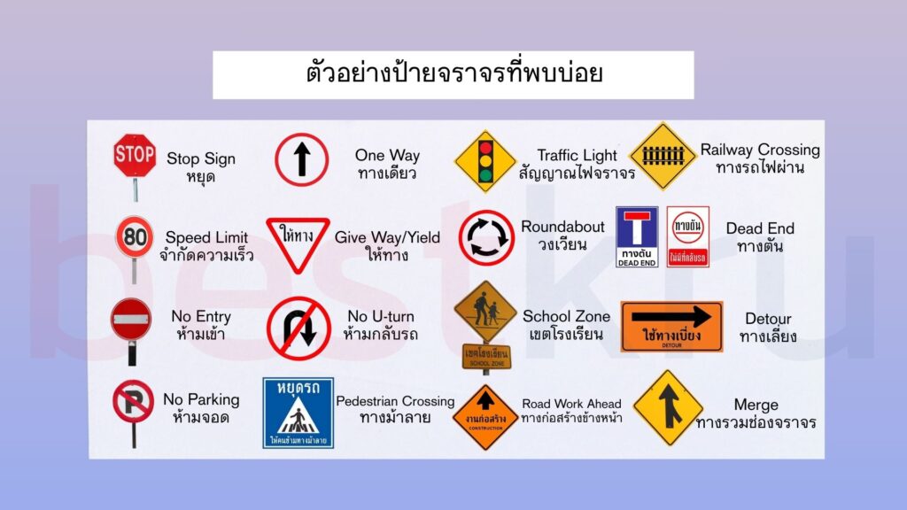 คำศัพท์ป้ายจราจรภาษาอังกฤษ (Road Signs) พร้อมคำแปล ใช้ได้จริงในชีวิต ...