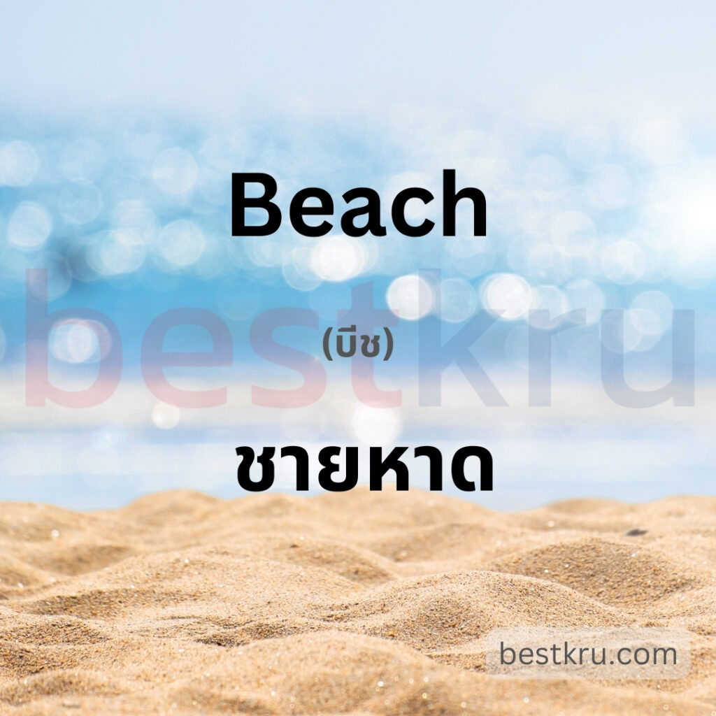 beach อ่านว่า บีช แปลว่า ชายหาด